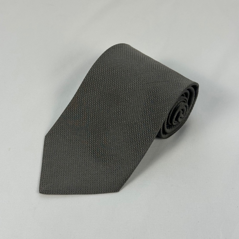 Emporio Armani Silk Tie Charcoal Grey Textured Made in Italy 3.75"W 58"L